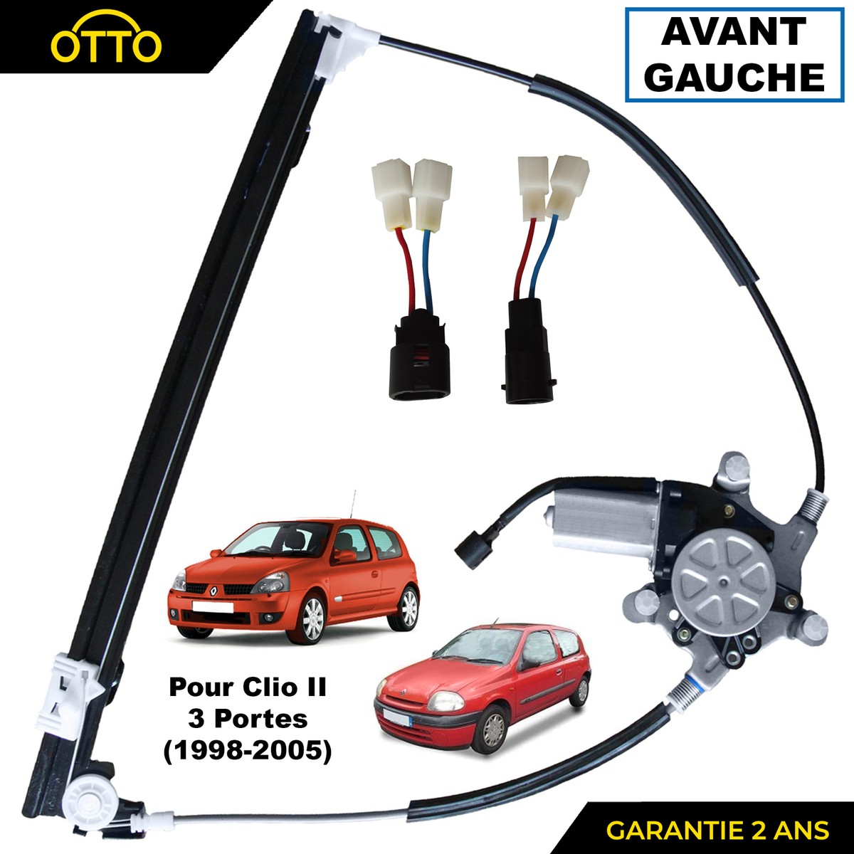 Lève-vitre Avant Gauche Avec Moteur Pour Renault Clio 2 (1998-2005) - 3 Portes