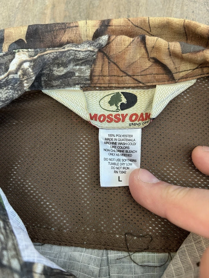 Camisa de caza Mossy Oak camuflada con botones para hombre grande transpirable Foto 4 de 4