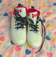 Jordan Boys Mid Top Basketball Sneakers White/Red/Black Lace-Up US 4
