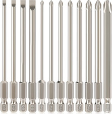 12Pcs 100Mm Long Magnetic Flat Slotted Phillips Cross Head Screwdriver Bit Set