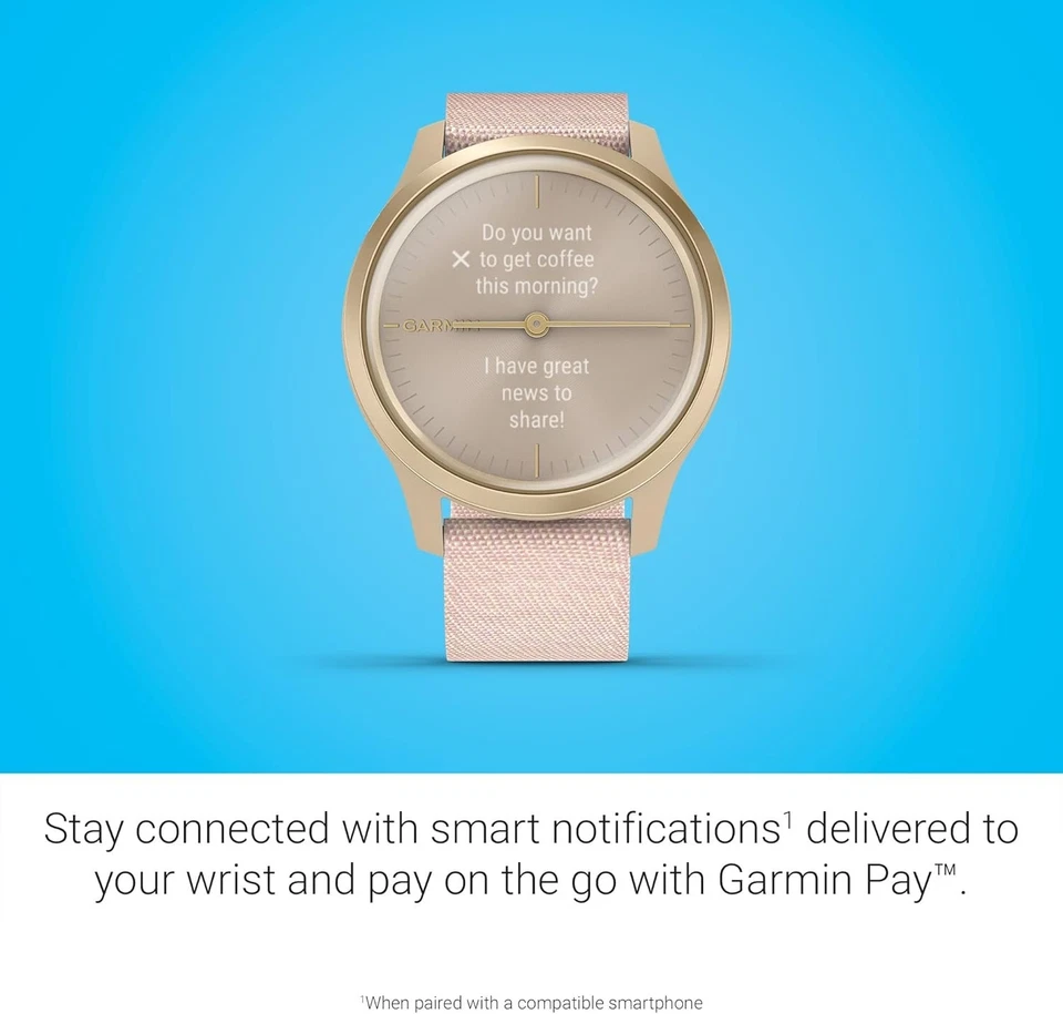 Garmin Vivomove Style GPS Watch Nylon Blush Pink/Light Gold Hybrid Smartwatch - Image 4 of 4