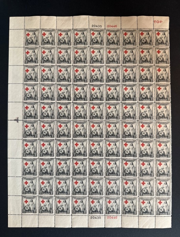 US Partial Pane 90 Stamps Scott# 702 Red Cross Issue