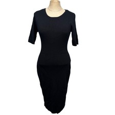 Wool Blend M Black Dress Up ForEver Professional Ribbed Knit Midi Dress Timeless