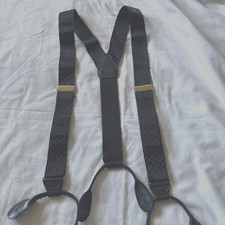 Pelican USA Germany Y Back Black Fabric Brass Clip Leather Button Suspender