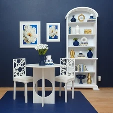 🥂white TABLE 2 CHAIRS dining KITCHEN doll FURNITURE cafe 1/6 scale for BARBIE