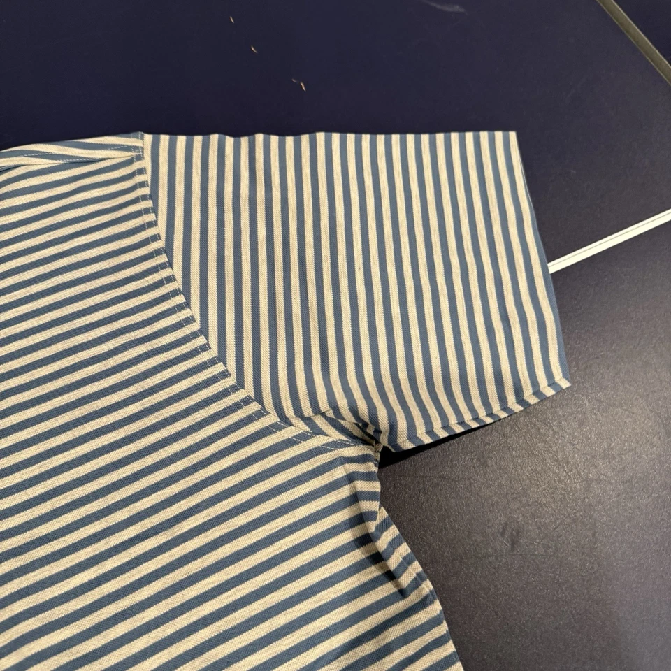 Camiseta Ermenegildo Zegna 100% Algodón De Colección Azul Claro Blanco Rayas Hombres Mediana Foto 4 de 4