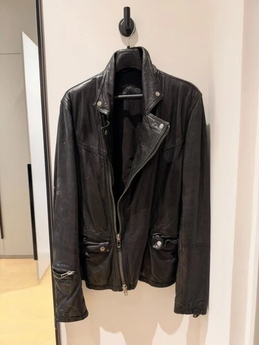 ALLSAINTS Biker Leather Jacket Size S 40 inches chest 25 inches long image 2