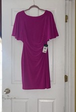 Lauren Ralph Lauren Pink Ruched Sheath Dress Boat Neck Flutter Sleeve Size 2