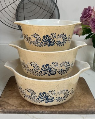 Vintage 70er Jahre Pyrex Homestead Auflaufformen Trio