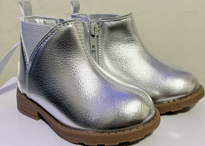Carter's Silver Metallic Chelsea Ankle Boots Zip Closure Solid toddler US Size 5