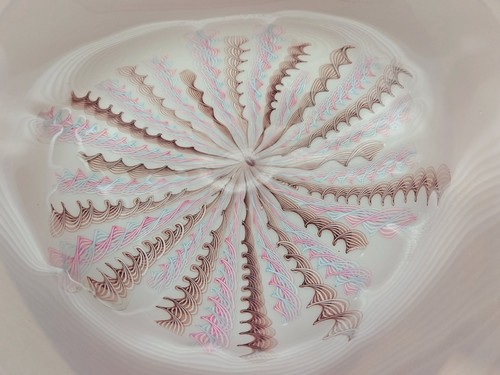 Murano Glass Fratelli Toso Latacino Lg Platter Amethyst Lavender Ribbon Vintage - Picture 6 of 20
