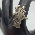 Hopi Vintage Mudman Kachina Overlay Sterling Silver Ring SIze 8.5