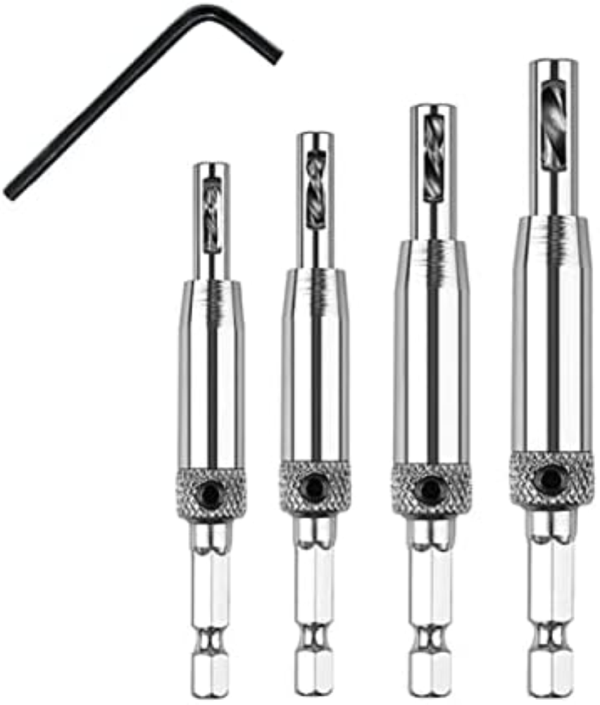 Zhioudz 4-Piece Hinge Drill Set, Door Hinge Drill, Centre Drill Set, Hardware Dr