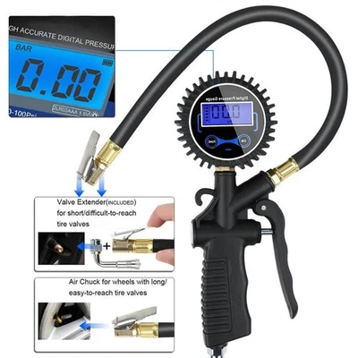 Reifenfüllpistole Druckluft Reifenfüller Geeicht Manometer Luftdruckprüfer 15Bar - Bild 1 von 4