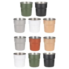 5/6pcs Stackable Camping Water Cup Stainless Steels Drinking Cup Tableware