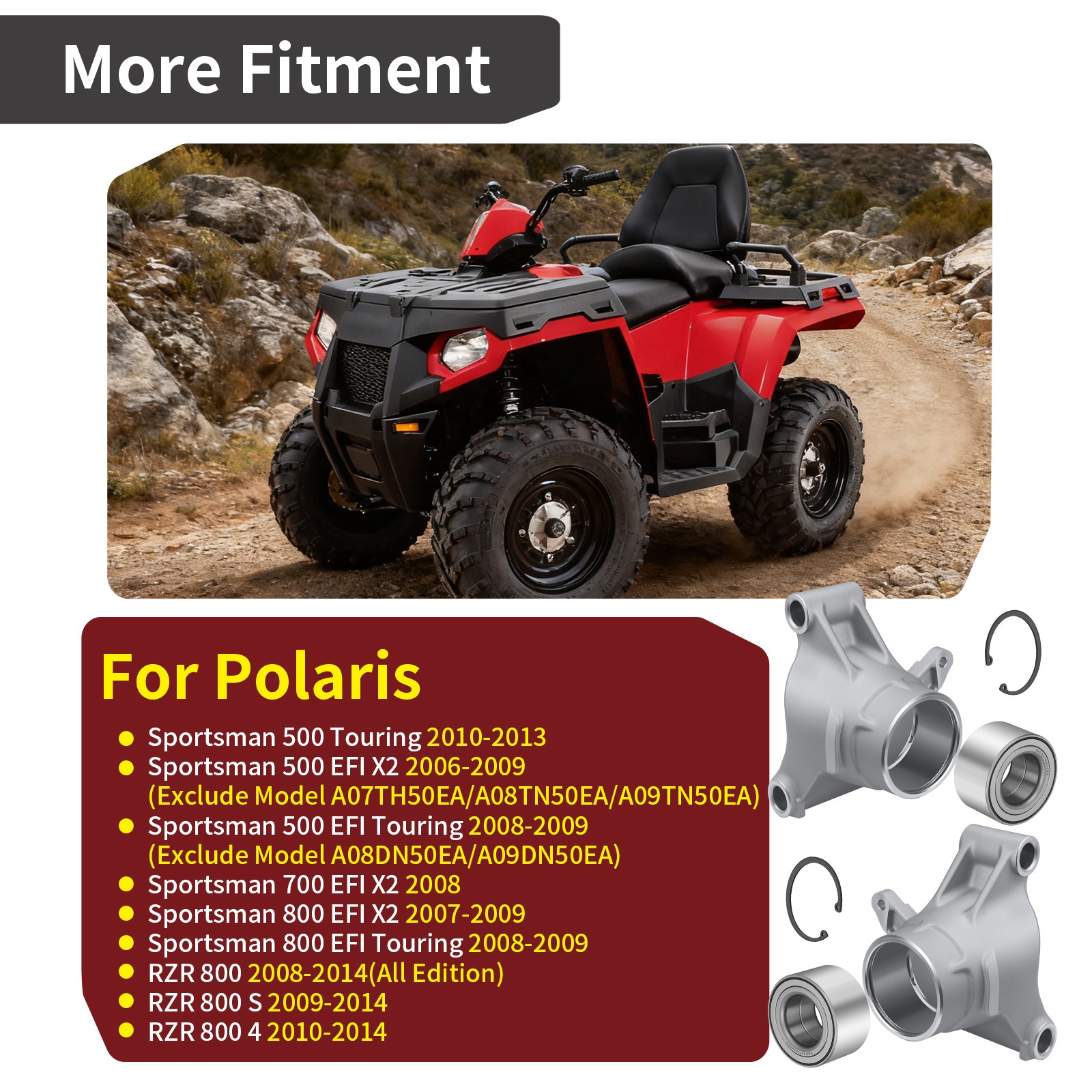 Left & Right Rear Wheel Carrier w/ Bearings for Polaris Sportsman 500 700 800 X2