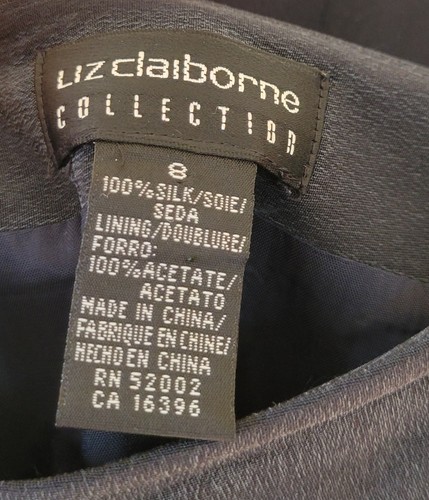 Liz Claiborne Skirt Suit Size 8 Blue Silk Double Breasted Business Classic - Picture 13 of 13