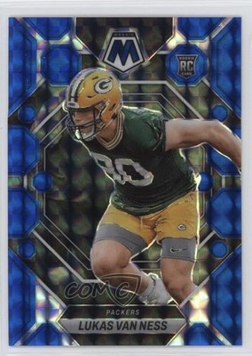 2023 Panini Mosaic Rookies Blue Prizm 70/99 Lukas Van Ness #342 Rookie RC 0h28