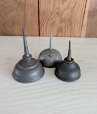 Set Of 3 Vintage Sewing Machine Oil Can Thumb Pump Oiler Needle Spout Patina