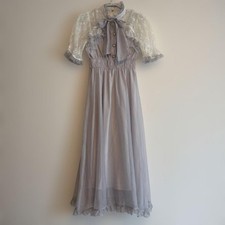 Couture BY Rojita Lace Dress Purple Long Bow Tie Elegant Nightwear Japan