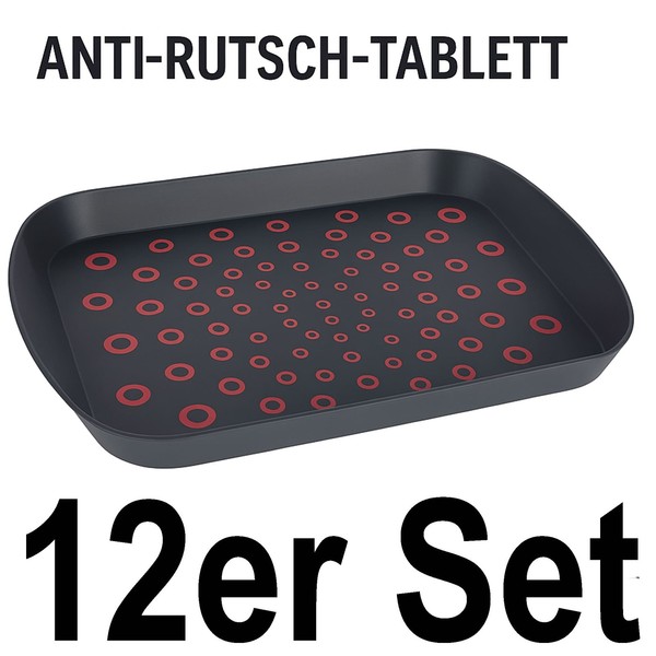 12 X Serviertablett FrüHstüCkstablett Gastro Rutschfest Kunststoff Tablett Griff-image