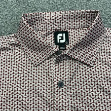 Footjoy Polo Shirt Men  s Large Red Stretch All Over Print Geometric Wicking
