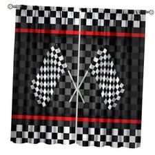 Racing Kids Curtains Boys Red Racing Bedroom 21"W x 54"L Pack of 2 Racing-2