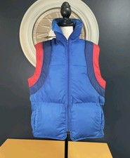 Vintage St. Moritz Men's Puffer Vest Size L Red Blue 70's 50 Down 50 Feathers