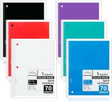 Spiral Notebooks 6 Pack College Ruled Notebook Paper 1 Subject Notebook School 