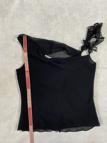 Karen Millen Women Silk Blouse Top Black Size UK12 US8 EU40 - Imagen 14 de 14