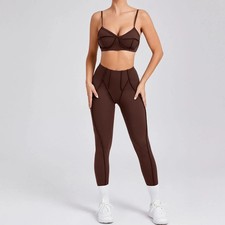 Seamless Yoga Sets Sports Fitness High Waist Hip-lifting Shapeing Trousers Backl