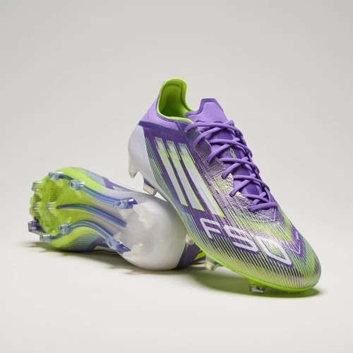 Adidas Soccer Cleats F50 Elite FG JH7615 Purple Rush / Cloud White / Lucid Lemon - Picture 2 of 9