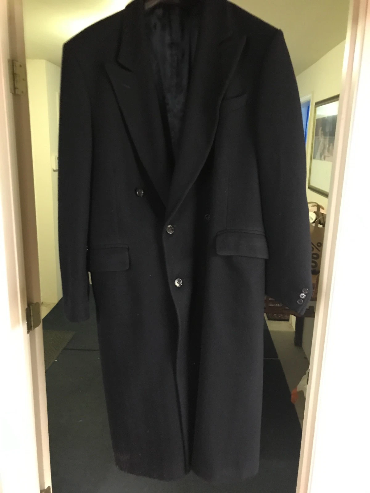 Black Wool Mens Overcoat Brookstreet/Raleighs - product detail image 1