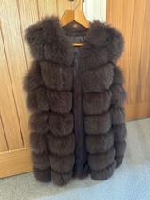 WOMENS REAL FOX FUR GILET SIZE MEDIUM BROWN MINK COLOUR