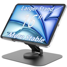 TAPMEI Larger Metal Tablet Stand, Adjustable 360 Rotation Holder Grey