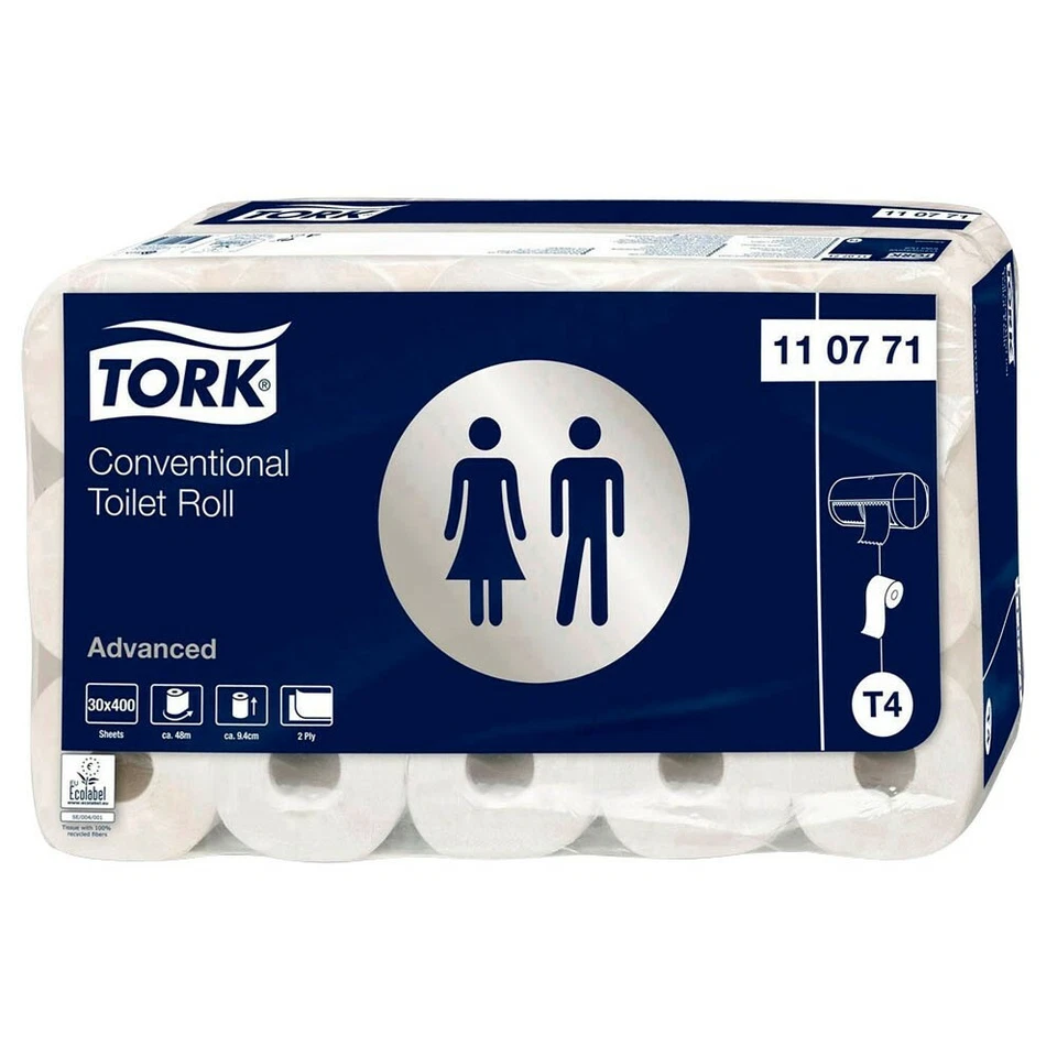TORK 110771 Toilettenpapier T4 Advanced 2-lagig weiß 30 Rollen x 400 Blatt