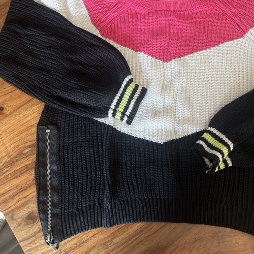 Design History Girls Sweater Colorblock Chevron Side Zippers Size M - Picture 3 of 11