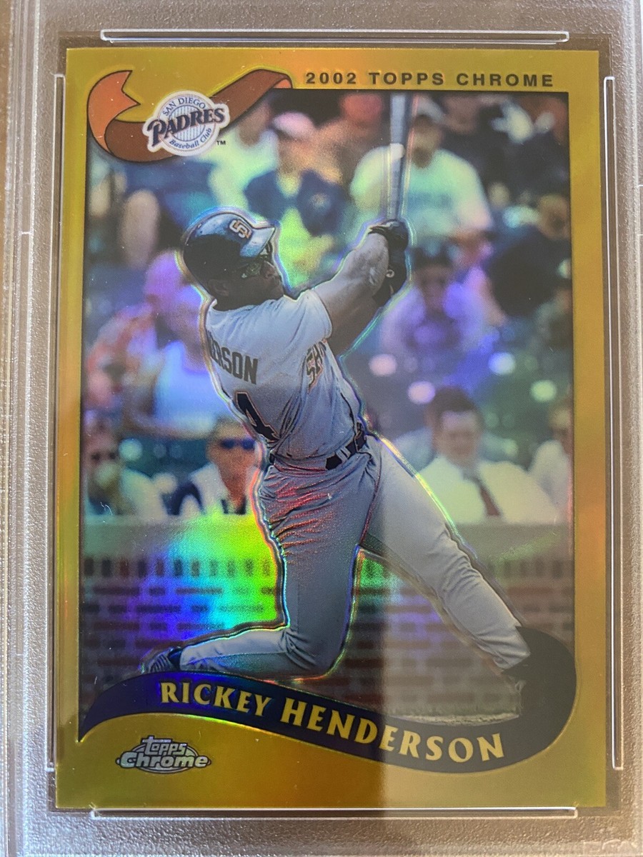 2002 Topps Chrome #165 Rickey Henderson Gold Refractor PSA 8 NM-MT 