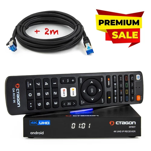 Octagon SPIRIT 4K Android IPTV Box UHD Receiver HDR10+ +2m LAN Kabel, Bluetooth