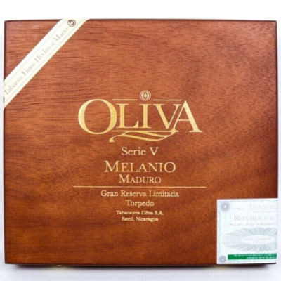 Oliva Torpedo Serie V Melanio Maduro Empty Wood Cigar Box 9'' x 8'' x 1.5''