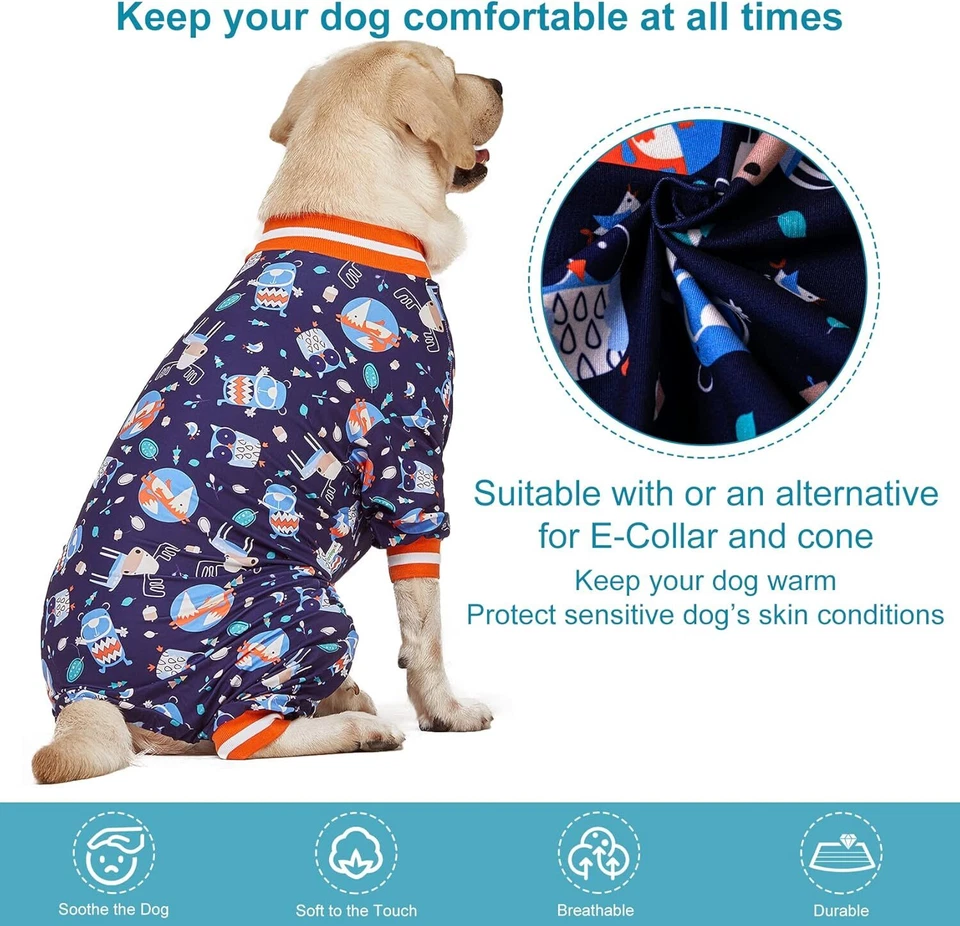 LovinPet Pijama Grande Perro Tejido 4 Patas Cálido Noche para Pitbull/Lab/Bulldog Foto 2 de 4