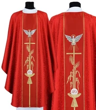 Red Gothic Chasuble with stole "Holy Spirit" Vestment Casulla Roja G007C25