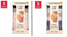 Lucky Brand Ladies' Hi Cut Briefs, 5-pack, Select Color Pack and Size, NEW