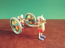 Very Rare c.1932 Schuco Tin Wind-up Mouse Wagon Tinplate