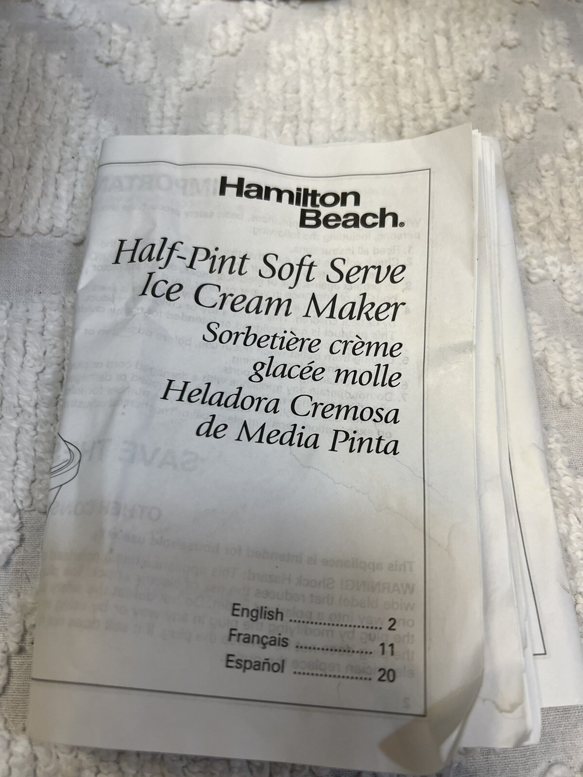 Hamilton Beach Half Pint Ice Cream Maker Blue 2 Freezer Bowls W/ Recipes 68550E