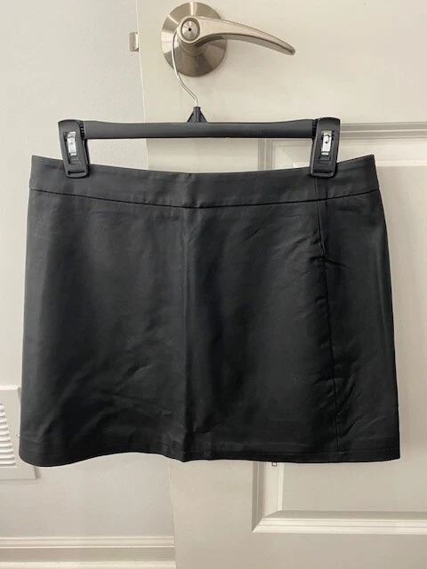 Minifalda Material Niña Cuero Sintético Suave Talla L Negra Cremalleras Hasta la Rodilla Foto 2 de 2