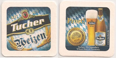 Tucher Bier, Nürnberg - Bierdeckel ''The legendary Wheat Beer of Germany''