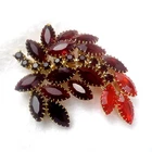 Vintage High Better Costume Jewelry Gold Tone Brooch Red Grapes Leaves