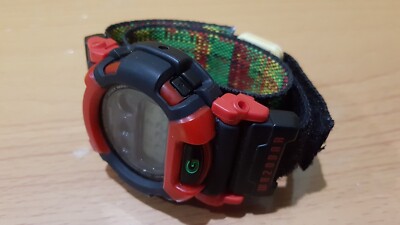 希少 美品 CASIO G-SHOCK DW-002 GLIDEレッドデジタル G-Shock Vintage DW-002 Power-G RED Rastafarian Reggae Japan Cloth