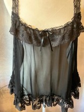 Victoria Secret Pretty Little Thing Lingerie Baby doll sheer black M Nighty